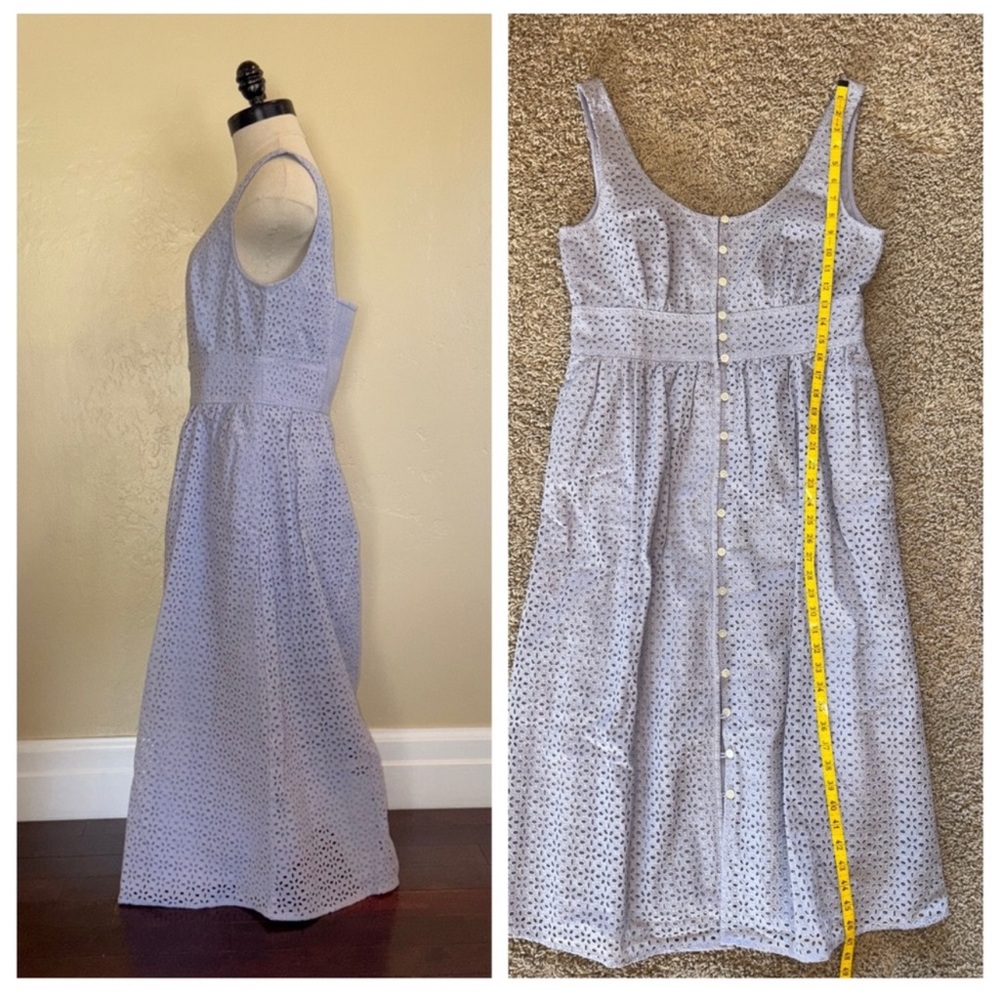 J Crew Button-Front Eyelet Dress Peri Shadow Size 10 - Picture 7 of 13